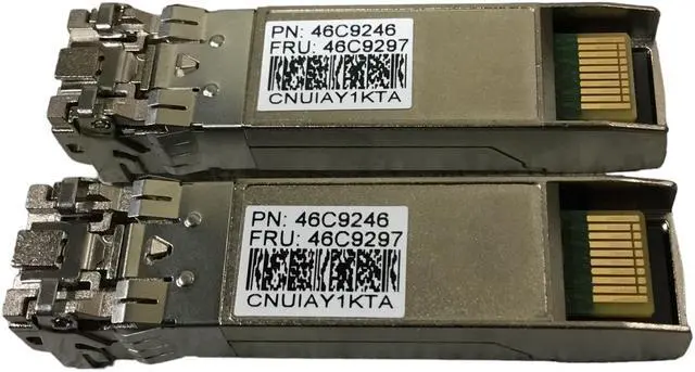 Alt view image 3 of 3 - LOT OF (2) IBM Brocade 46C9297 46C9246 10GB SFP+ Virtual Fabric SR Optical Transceiver
