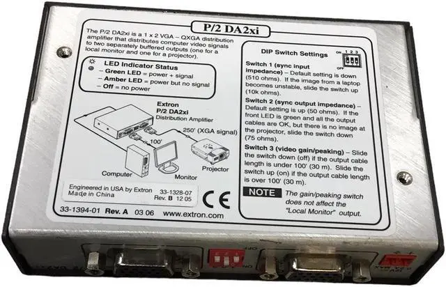 Alt view image 5 of 5 - Extron VERSA TooLs P/2 DA2xi VGA Distribution Amplifier