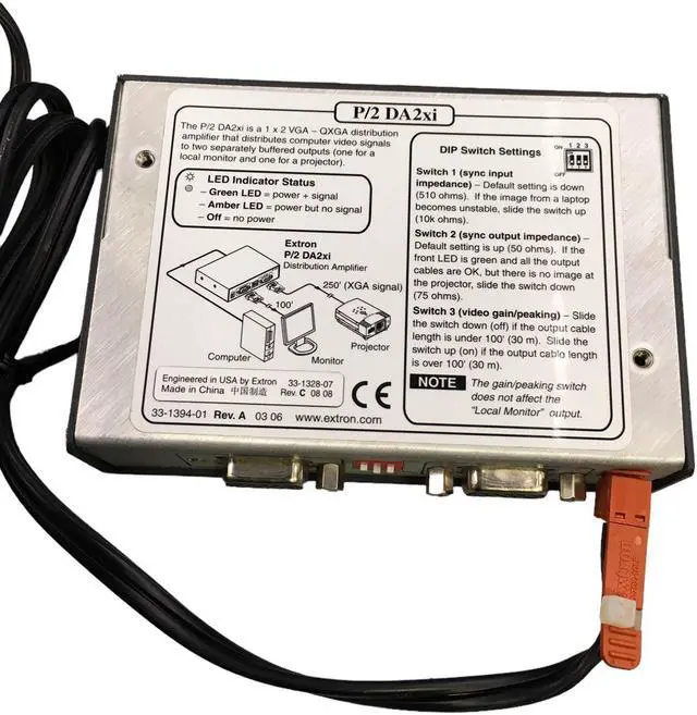 Alt view image 2 of 7 - Extron VERSA TooLs P/2 DA2xi VGA Distribution Amplifier w/Adapter