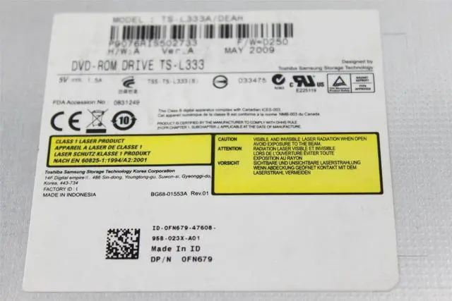 Alt view image 2 of 3 - Dell PowerEdge 2950 2970 TS-L333A DVD-ROM SATA Optical Drive FN679 0FN679