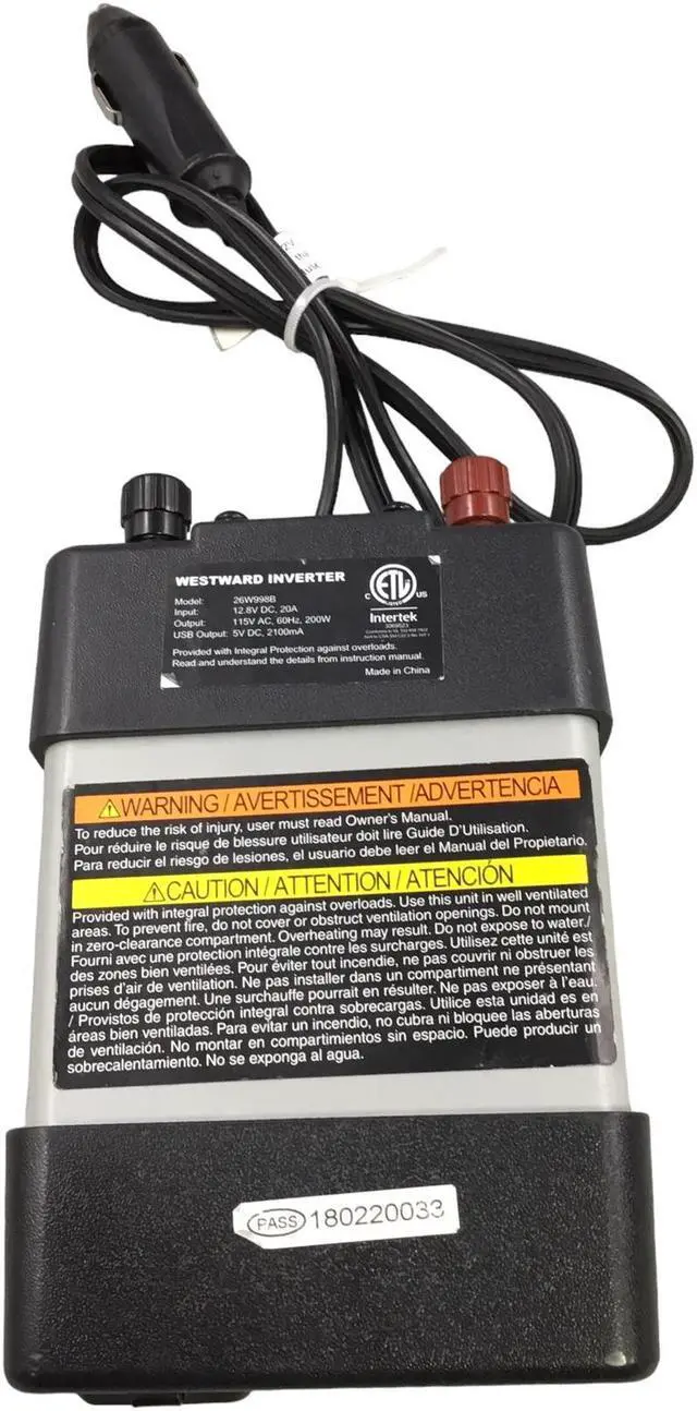 Alt view image 7 of 7 - Westward Inverter 200 Watt power inverter 26W998B