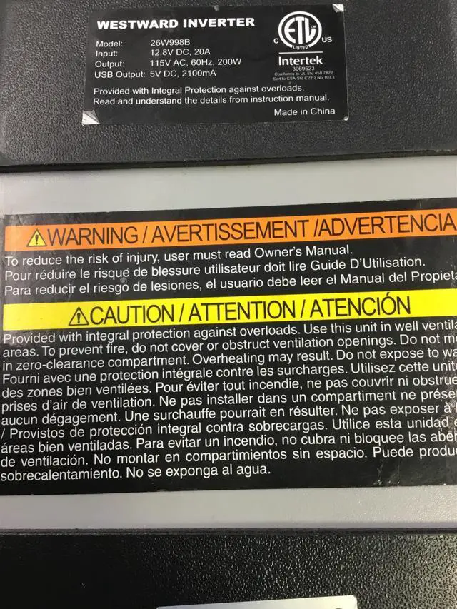 Alt view image 5 of 7 - Westward Inverter 200 Watt power inverter 26W998B