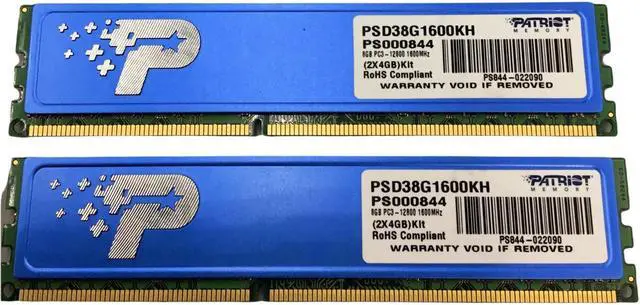 Alt view image 2 of 5 - Patriot PSD38G1600KH 2x 4GB PC3-12800 DDR3-1600MHz Desktop RAM
