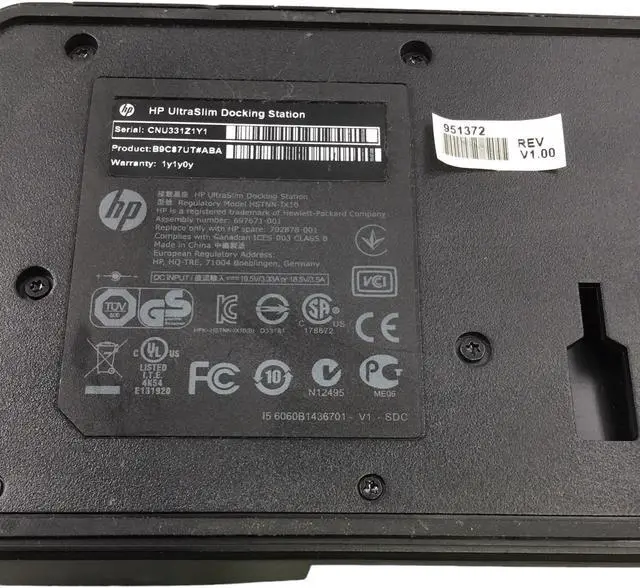 Alt view image 7 of 7 - HP HSTNN-IX10 B9C87UT Docking Station Port Replicator W/O Keys &AC Adapter 702878-001 697671-001