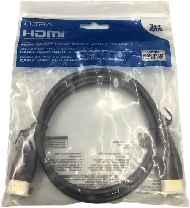 Main image of Ultra HDMI U12-43030 Male-To-Male High speed HDMI cable W/ Ethernet 3FT. 0.9m. New!