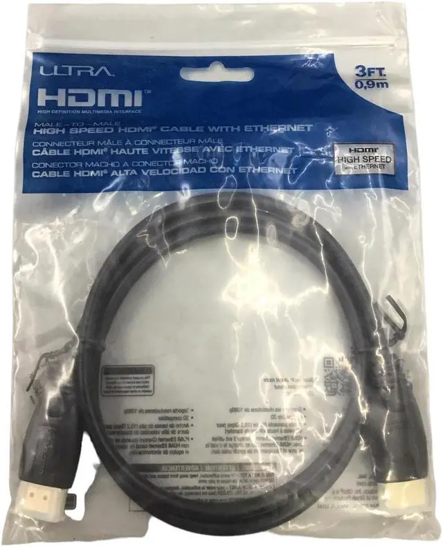 Alt view image 2 of 5 - Ultra HDMI U12-43030 Male-To-Male High speed HDMI cable W/ Ethernet 3FT. 0.9m. New!