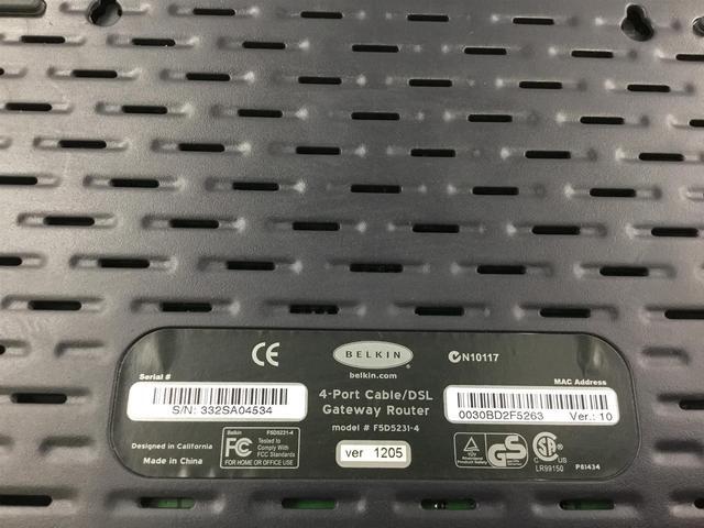 Alt view image 4 of 7 - Belkin 4 Port Cable DSL Gateway Router Model F5D5231-4 w/Power Cord