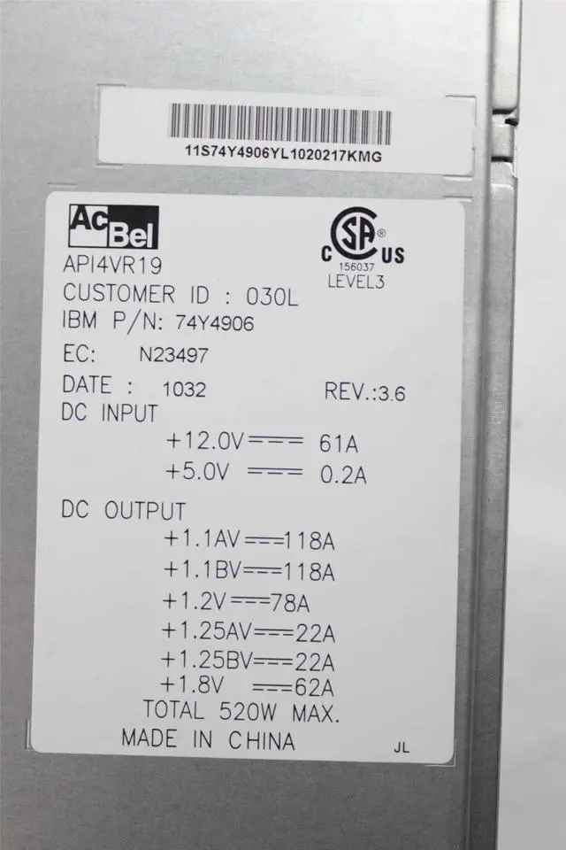 Alt view image 3 of 3 - IBM Server AcBel API4VR19 520W DC/DC Converter Voltage Regulator Module 74Y4906