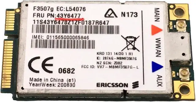 Main image of Lenovo ThinkPad Intel Wi Fi Link 5100 & WWAN F3507g Wireless Card. 43Y6477