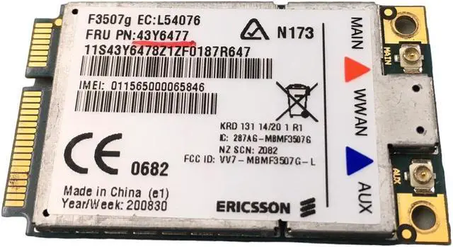 Alt view image 3 of 5 - Lenovo ThinkPad Intel Wi Fi Link 5100 & WWAN F3507g Wireless Card. 43Y6477