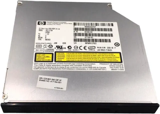 Alt view image 2 of 7 - HP 417184-001 CD Rewritter/DVD-ROM Drive GCC-C10N S05B ABCKGO DRV 24X