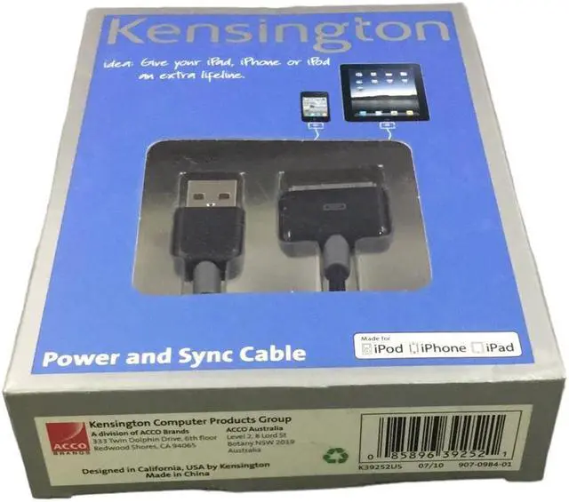 Alt view image 2 of 5 - Kensington Power and Sync Cable (iPod, iPhone, iPad) B1036A