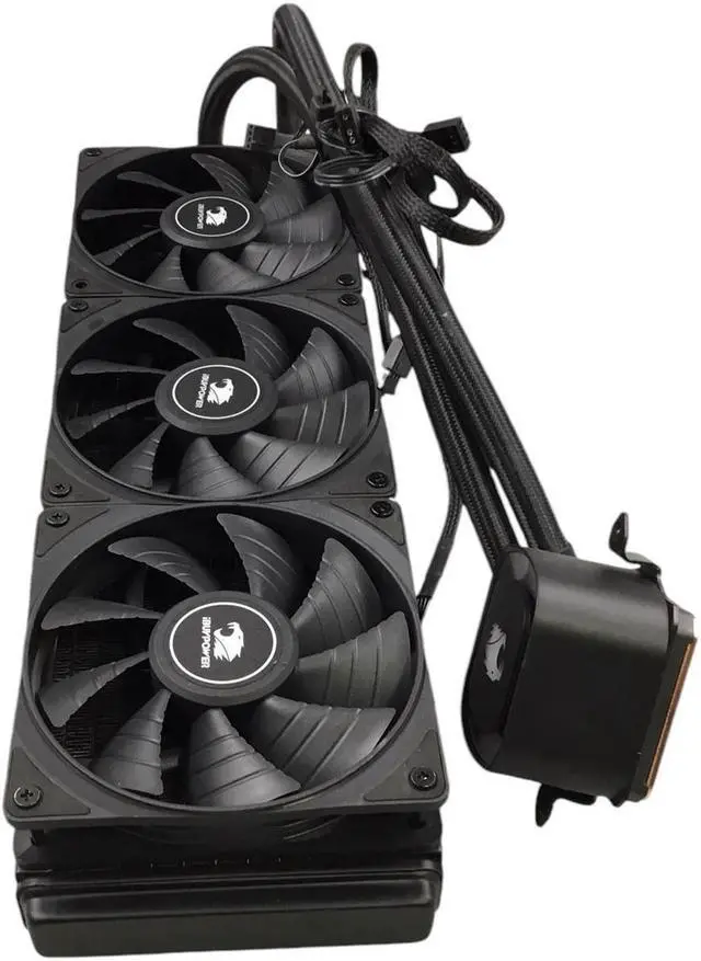 Alt view image 4 of 7 - iBUYPOWER - AW4 360mm Radiator CPU Liquid Cooler (3 x 120mm Core Fans) with RGB Display - Black