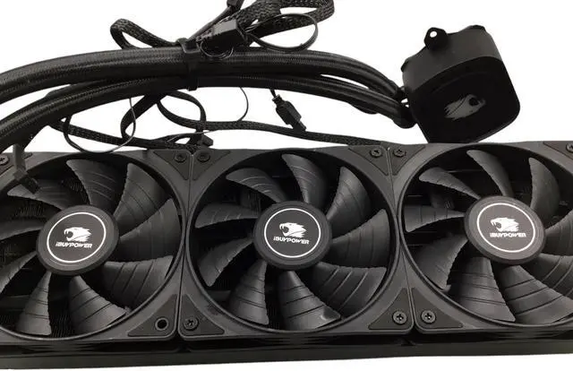 Alt view image 3 of 7 - iBUYPOWER - AW4 360mm Radiator CPU Liquid Cooler (3 x 120mm Core Fans) with RGB Display - Black