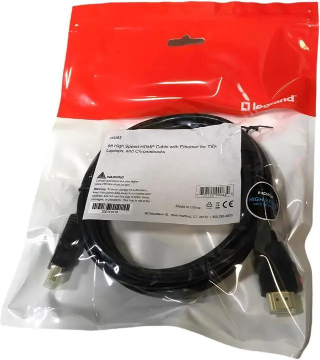 Main image of Legrand 00083 8ft High Speed HDMI Cable with Ethernet for TVs, Laptops, and Chromebooks HDMI high speed W/ Ethernet