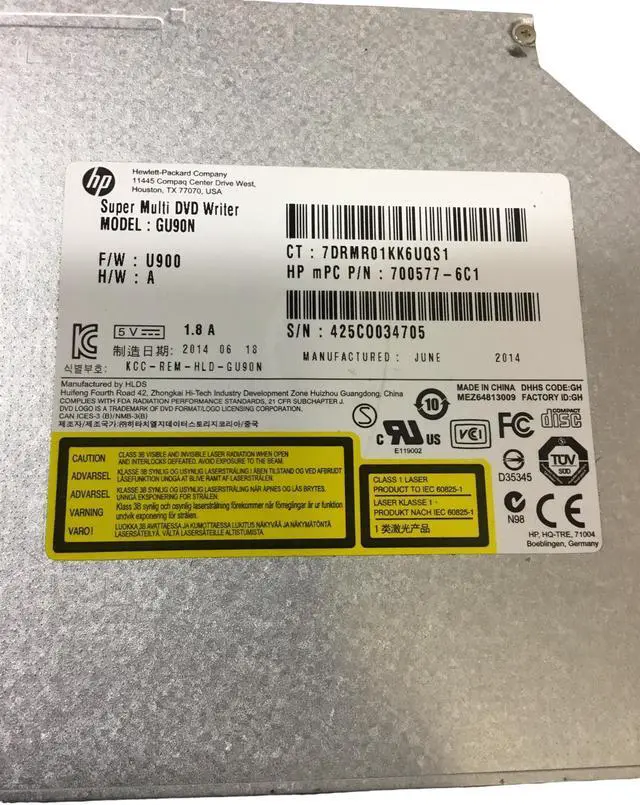 Alt view image 6 of 6 - HP SATA Super Multi DVD Writer Drive GU90N 700577-6C1