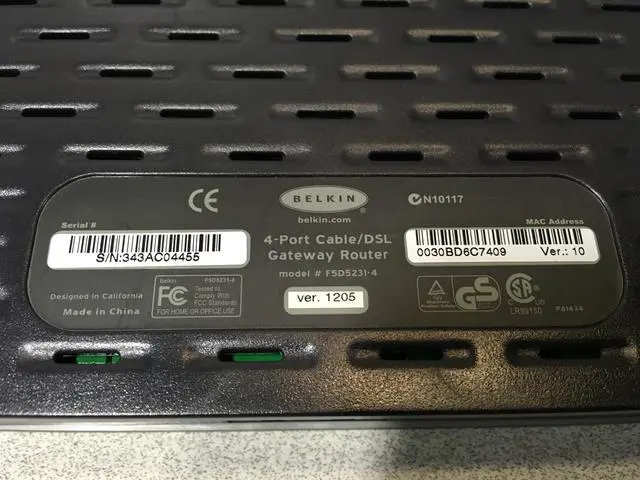 Alt view image 6 of 7 - BELKIN F5D5231-4 4 PORT CABLE/DSL GATEWAY ROUTER W/POWER SUUPLY