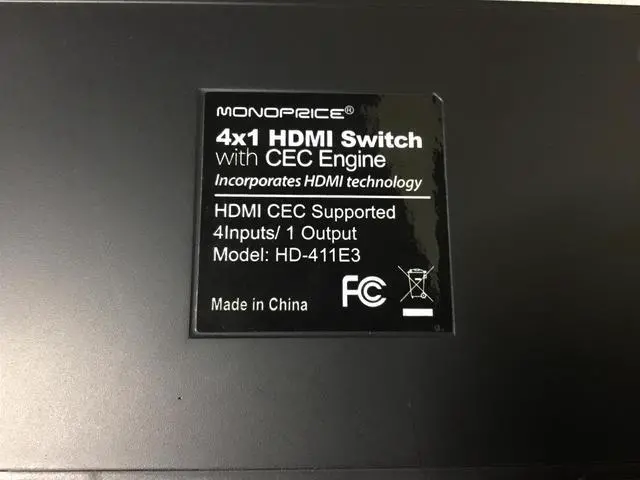 Alt view image 4 of 6 - MONOPRICE 4x1HDMI Switch w/CEC Engine Model: HD-411E3