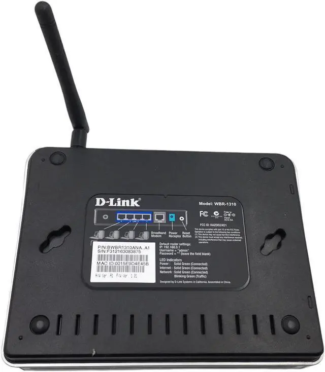 Alt view image 3 of 6 - D-Link WBR-1310 4-Port Wireless Router Tested Power on