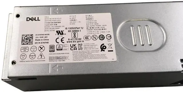 Alt view image 3 of 7 - Dell 07KFH8 OptiPlex 7010 SFF/D17S 2020 Desktop Power Supply 8+4 Pin HU180EBS-00