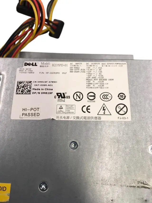 Alt view image 6 of 6 - Dell Optiplex 360,380 Desktop Power Supply 235W 0M618F 0M619F 0D233N D235PD-00 /AP