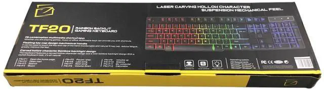 Alt view image 3 of 5 - TF20 RGB Gaming Rainbow Backlit Wired Keyboard NEW!!