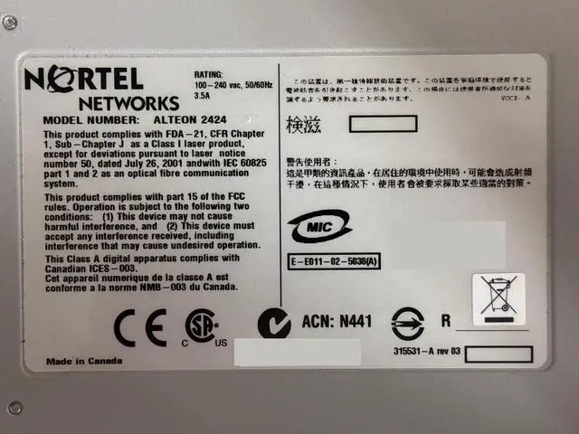 Alt view image 7 of 7 - NORTEL Alteon NETWORKS ALTEON WEB SWITCH 2424