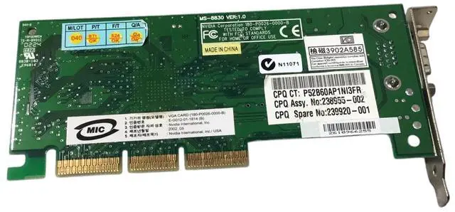 Alt view image 6 of 7 - HP MS-8830 Vanta 16MB VGA AGP Video Card 239920-001 238955-002 Low Profile