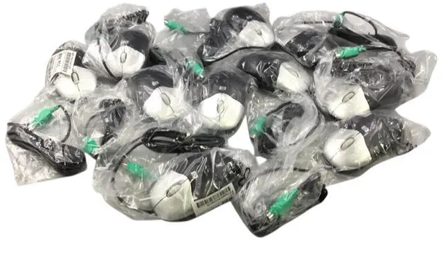 Main image of Lot of 10-HP Black & Silver PS/2 Optical Scroll Wheel 3 Button Mouse 417441-002