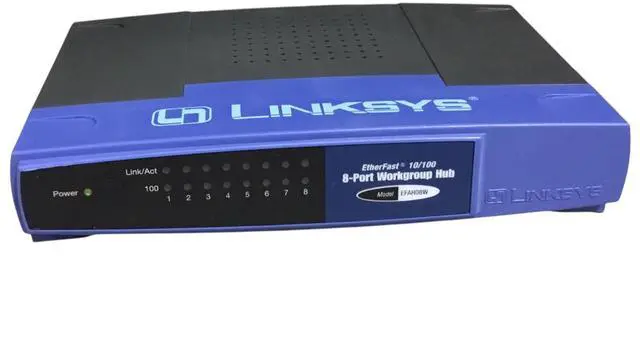 Alt view image 4 of 7 - Linksys EFAH08W ver 3.0 10/100 8-Port EtherFast Workgroup Hub Switch w/Adapter