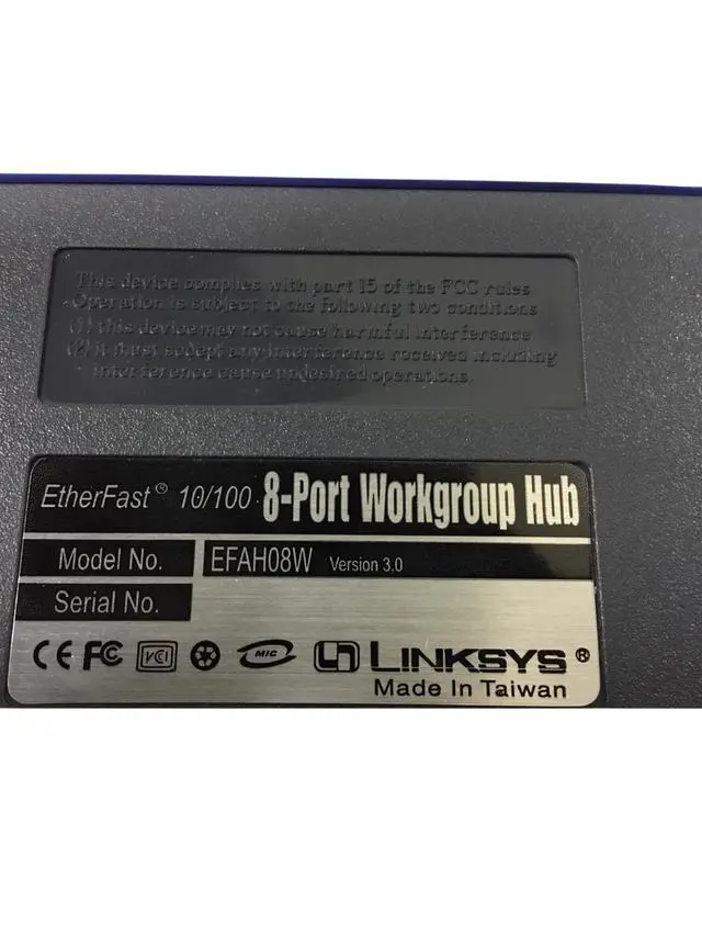 Alt view image 5 of 7 - Linksys EFAH08W ver 3.0 10/100 8-Port EtherFast Workgroup Hub Switch w/Adapter