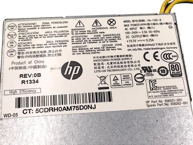 Alt view image 4 of 7 - HP Compaq Pro Elite 6300 PA-1181-8 658262-001 180W AIO Switching Power Supply