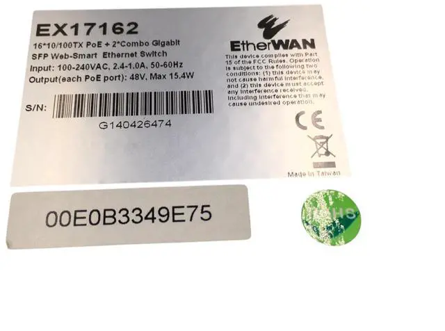 Alt view image 4 of 7 - EtherWAN EX17162 ,16-port 10/100BASE-TX POE and 2-port Ethernet Switch