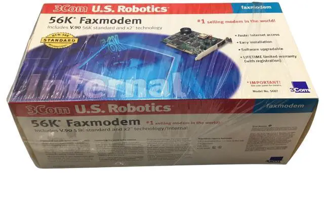 Alt view image 5 of 6 - 3COM U.S Robotics 5687 56K Faxmodem V.90 56K Standard and X2 Technology