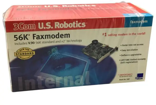Alt view image 6 of 6 - 3COM U.S Robotics 5687 56K Faxmodem V.90 56K Standard and X2 Technology