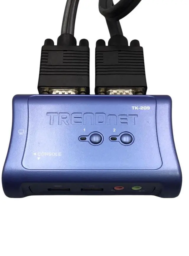 Alt view image 2 of 7 - TRENDnet 2-Port USB KVM Switch TK-209 W/ 2 Interface Cables