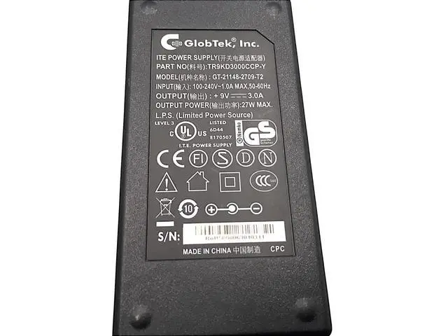 Alt view image 2 of 7 - Global tec inc ITEAC Adapter GT-21148-2709-T2100-240V 1.0A 50-60HZ 27W +9V-3.0A