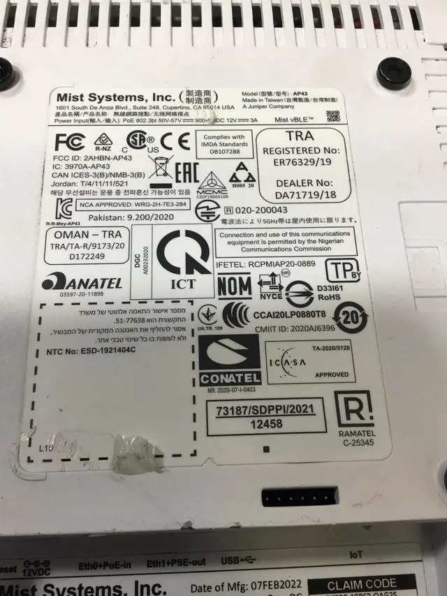 Alt view image 4 of 7 - Mist Systems, Inc. Wireless Access Point AP43-US, w/o Cord