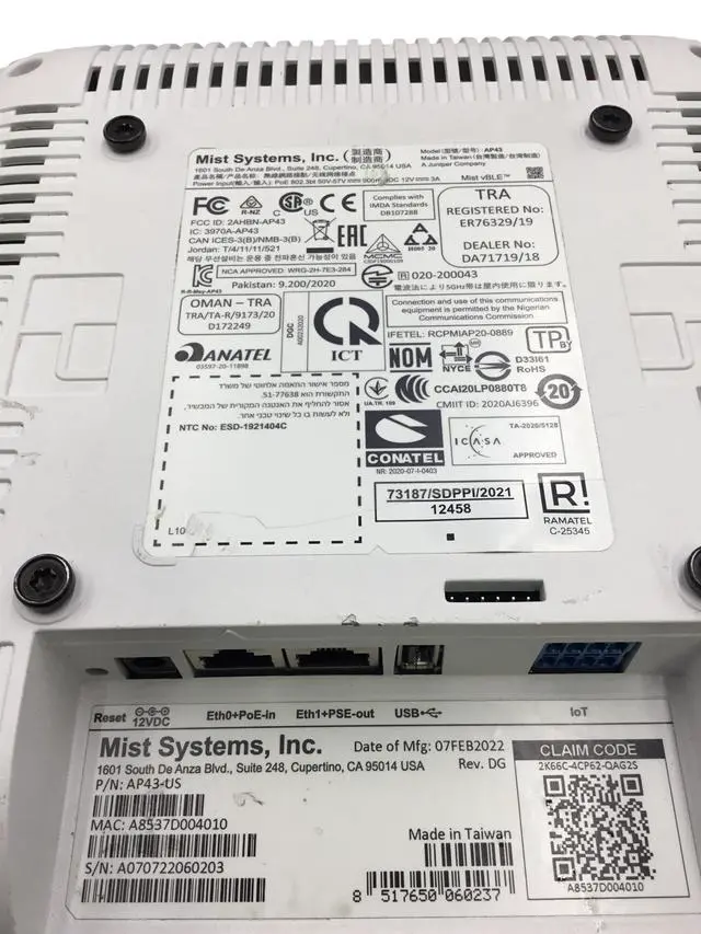 Alt view image 6 of 7 - Mist Systems, Inc. Wireless Access Point AP43-US, w/o Cord
