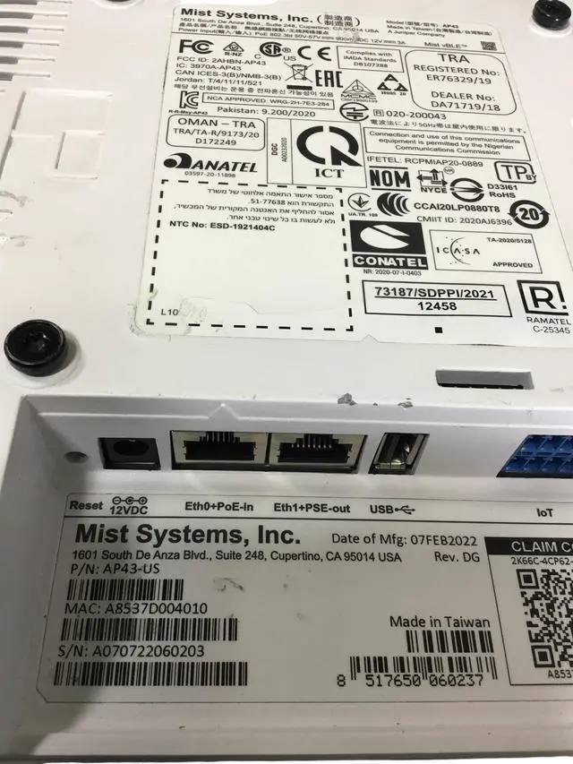 Alt view image 5 of 7 - Mist Systems, Inc. Wireless Access Point AP43-US, w/o Cord