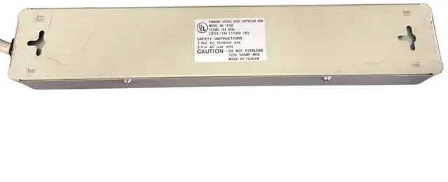 Alt view image 2 of 3 - 6-Outlet Surge Protector 125V 15A | Model 186SS Metal Power Strip | Taiwan