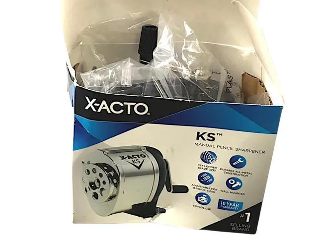 Alt view image 2 of 7 - X-Acto KS Manual Classroom Pencil Sharpener Counter/Wall-Mount Black/Chrome 1031