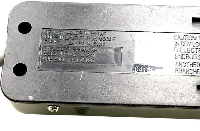 Alt view image 7 of 7 - Surge Protection Relocatable Power Tap E192912 Type 3 Outlet 15A120Vac 60Hz