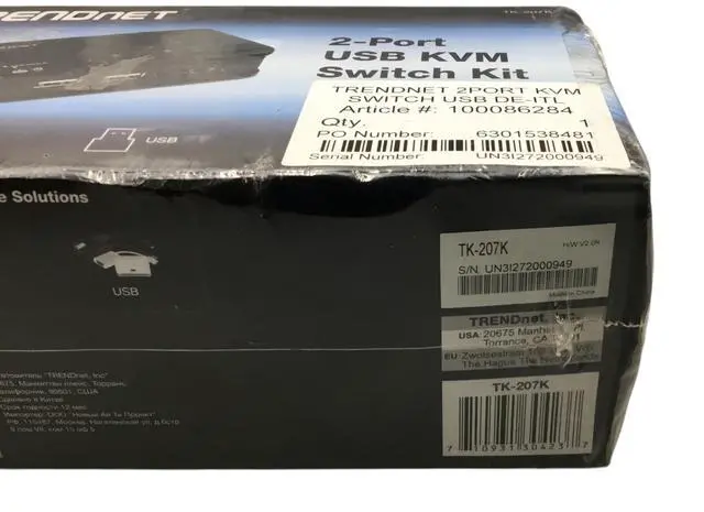 Alt view image 3 of 7 - TRENDnet TK-207K 2-Port USB KVM Switch Kit with Cables Black, New!