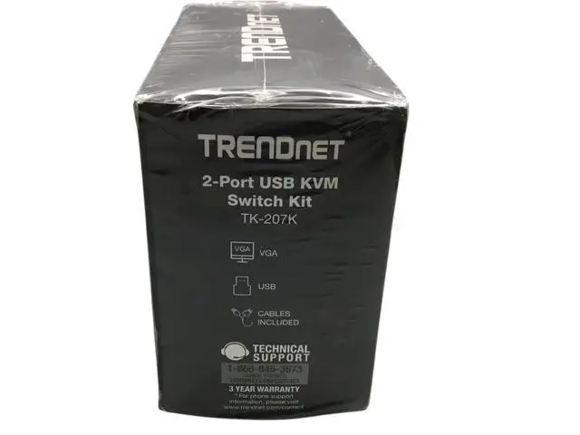 Alt view image 6 of 7 - TRENDnet TK-207K 2-Port USB KVM Switch Kit with Cables Black, New!
