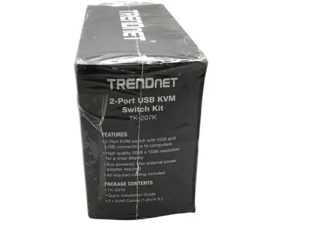 Alt view image 4 of 7 - TRENDnet TK-207K 2-Port USB KVM Switch Kit with Cables Black, New!