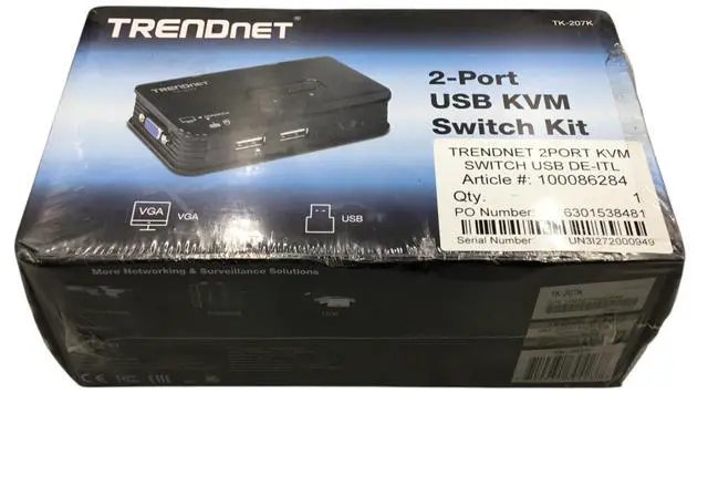 Alt view image 2 of 7 - TRENDnet TK-207K 2-Port USB KVM Switch Kit with Cables Black, New!