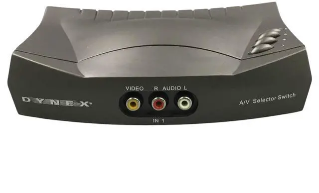 Main image of Dynex A/V Audio -video Selector switch DX-VS201 Silver 4-Button, w/o Adapter