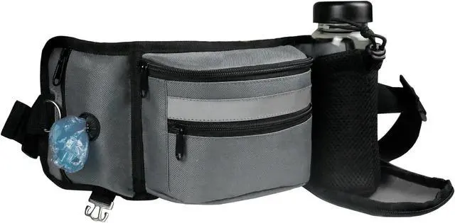 Main image of Dog Treat Pouch Bag with Water Bottle Holder Puppy Dog Training Snack Bag Built-in Poop Bag Dispenser Zipper Pocket