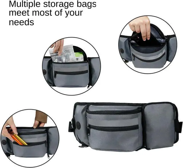 Alt view image 6 of 6 - Dog Treat Pouch Bag with Water Bottle Holder Puppy Dog Training Snack Bag Built-in Poop Bag Dispenser Zipper Pocket